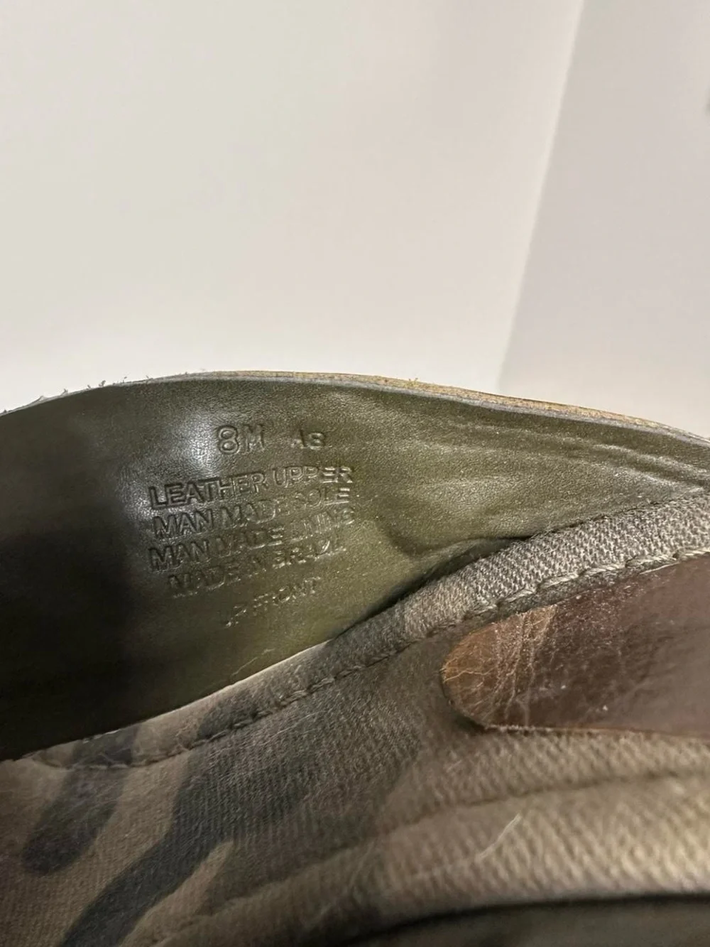 Vintage early 2000s studded detail wedge platform camo heels